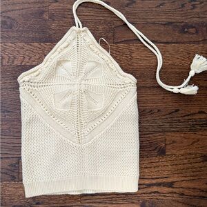 525 America Cream Knit Hooded Scarf